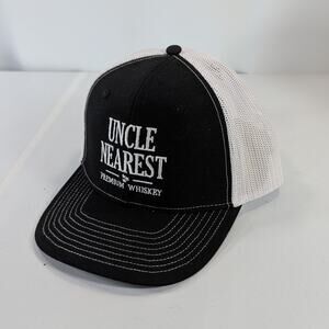 Uncle Nearest Whiskey Mesh Trucker Snapback Cap Hat Black White Promo Bartender